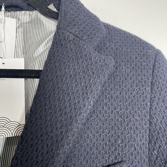 WAX LONDON Kray Coat Small Navy Blue NEW Jacket Business Professional Wool - Picture 4 of 13